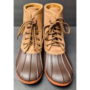 Marley Lilly Waterproof Duck Boots WOMENS SIZE 6 All Weather Brown Tan Lace Up